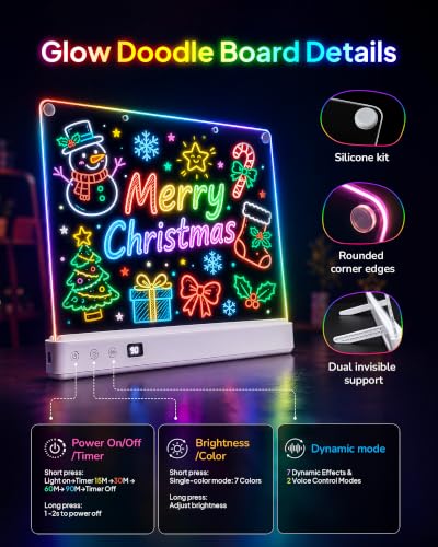 Aullsaty 16.5-Inch LED Drawing Board for Kids, Rechargeable Light Up Dry Erase Board with 16 Light Effects, 7 Markers and Tracing Kit, Birthday or Christmas Gift for Boys and Girls Ages 3-12 - image 4