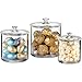 Premium Quality Clear Plastic Apothecary Jars | Set of 3-Bathroom Vanity Storage Organizer Canister Holder for Qtips,Cotton Balls,Swabs,Rounds,Makeup Sponges,Bath Salts