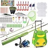 Dr.Fish Kids Fishing Rod and Reel Full Kit Spinning Fishing Pole with Rolling Backpack Complete...