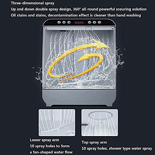 Automatische Vaatwasser Vrijstaande Vaatwasser Met 6 Couverts - Rotary Spray 360 & Deg; Azimuth-Aanraakbediening, Led-Display, Energiezuinig - Afbeelding 7