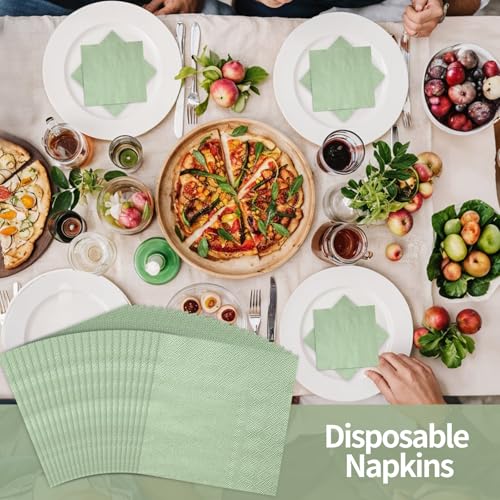 60 Stück Servietten Salbeigrün,2-Lagige Cocktailservietten Salbeigrün Servietten Eukalyptus Hochzeit Einwegservietten für Geburtstag Babypartys Hochzeiten, 5 x 5 Inch