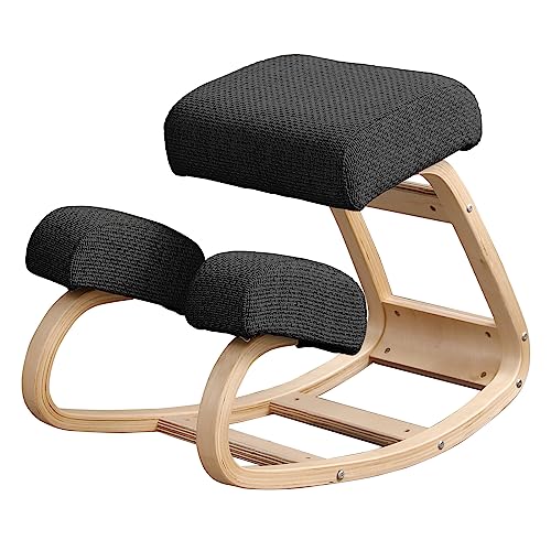 Kneeling Chair, Ergonomic Desk Chair for Office Home - Solid Wood Rocking Chair with High-Resilience Foam Seat Cushions - Improve Your Posture with Angled Rocking Stool Kneeling Chair, Ergonomic Desk Chair for Office Home - Solid Wood Rocking Chair with High-Resilience Foam Seat Cushions - Improve Your Posture with Angled Rocking Stool