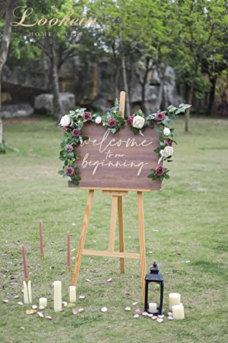 Lookein Artificial Rose Flower Garland Greenery Garland 5Ft For Wedding Ceremony Backdrop Arch Flowers Table Centerpieces Decorations, Cream Plum #TOP5