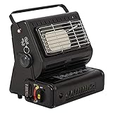 KOMPAKT UND LEICHT: Die kompakte Größe (27 x 20 x 26 cm), das Gewicht von 2,2 kg und der praktische Tragegriff erleichtern die Mitnahme und Verwendung an jedem Ort. Die 2 in 1 Zeltheizung und der Gaskocher ist bis zu 90 Grad drehbar. Als Heizung kann man sich in verschiedenen Winkeln aufwärmen und beim Kochen einfach so einstellen, dass die Heizfläche waagerecht ist.