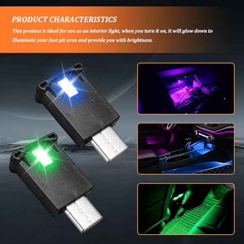 Luz ambiental LED USB Tipo C para interior de auto miniatura 3