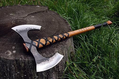 GLORIUS Craft Double Head Berserker Axe Two Hand Axe Broad Axe Hewing Axe Double Edged Battle Axe Large Norse Axe Double Blade Axe Big Viking Axe Hand Forged Axe Blade Axe