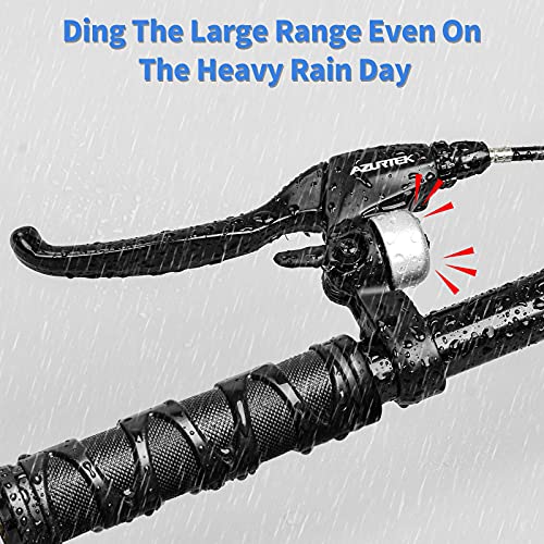 Rujoi Brake Lever With Bike Bicycle Bell Set,1 Pair Aluminum Alloy Bicycle Brake Handle With Crisp Bell On Left Include 2 Set Bike Brake Cable Wire And Housing For Mountain, Road Bike, Folding Bike #TOP5