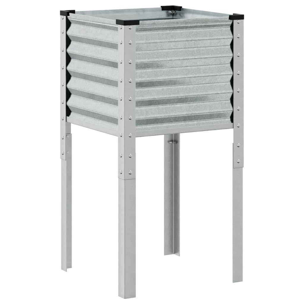 Vidaxl Galvanized Steel/Grey Garden Planter 45X45x88 Cm Galvanised Steel