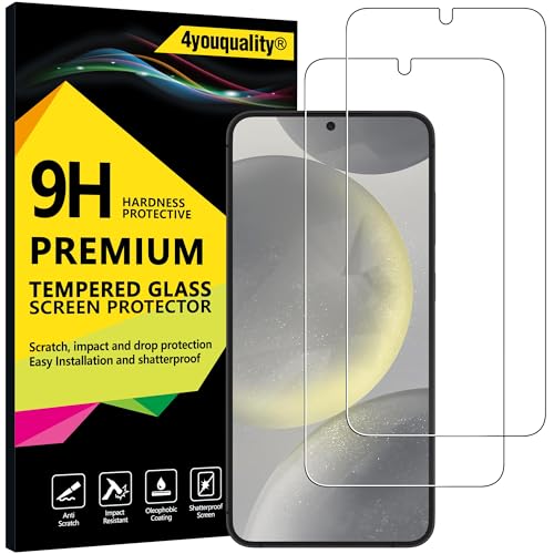 4youquality Screen Protector for Samsung Galaxy S25 Plus (S25+) / S24 Plus (S24+) 5G Tempered Glass Film 2-Pack [LifetimeSupport][Impact-Resistant][Anti-Scratch][Fingerprint ID Compatible]