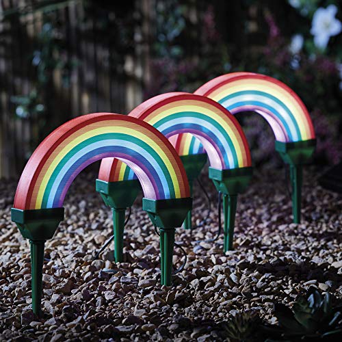 Solar Style Set of 3 LED Solar Powered Rainbow Lights, Decoration for Outdoor Garden, Flowerbeds, Pathways, Patio and Driveway