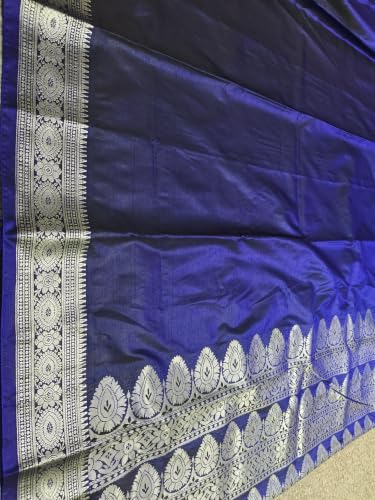 Image of Women's Glory Womens Satin Saree with Silver Woven Border | Elegant Plain Glossy Silk Saree for Party, Wedding, Reception & Festive Style with Unstitched Blouse Piece