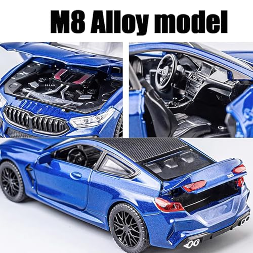 Image of 1 /32 B-M-W M8 Luxury Car Toy Metal Pull Back Diecast Car with Openable Door and Sound Light, Gifts Toys for Kids【 Black Colorr 】