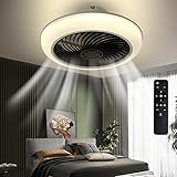 Modern Ceiling Fan with Lights, MengWL Enclosed Ceiling Fan with Remote Low Profile Ceiling...