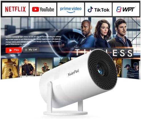【Bone white Projector & Built-in Apps】XuanPad Mini Projector with...
