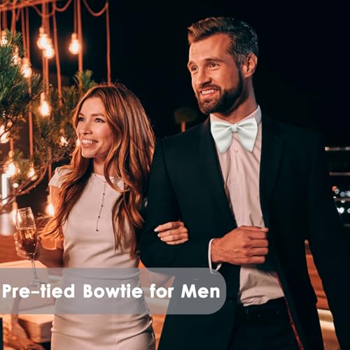 Image of Luckyvestir Oversized Bow Ties for Men, Pre Tied Clip on Men's Black Bowtie for Wedding Tuxedo Banquets Formal Wear