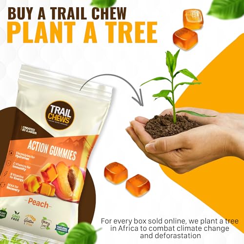 Image of - Peach Flavor - 4-in-1 Energy Gummies for Energy, Hydration, Immunity, Recovery. Boosts Endurance and Performance. Plant-Based & Gluten-Free. 12 Bags, 10 Gummies Each.