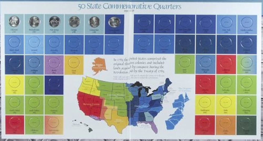 地図・旅行ガイド 50 State commemorative quarters 50 State Commemorative Quarters Collector's Map - A2Z