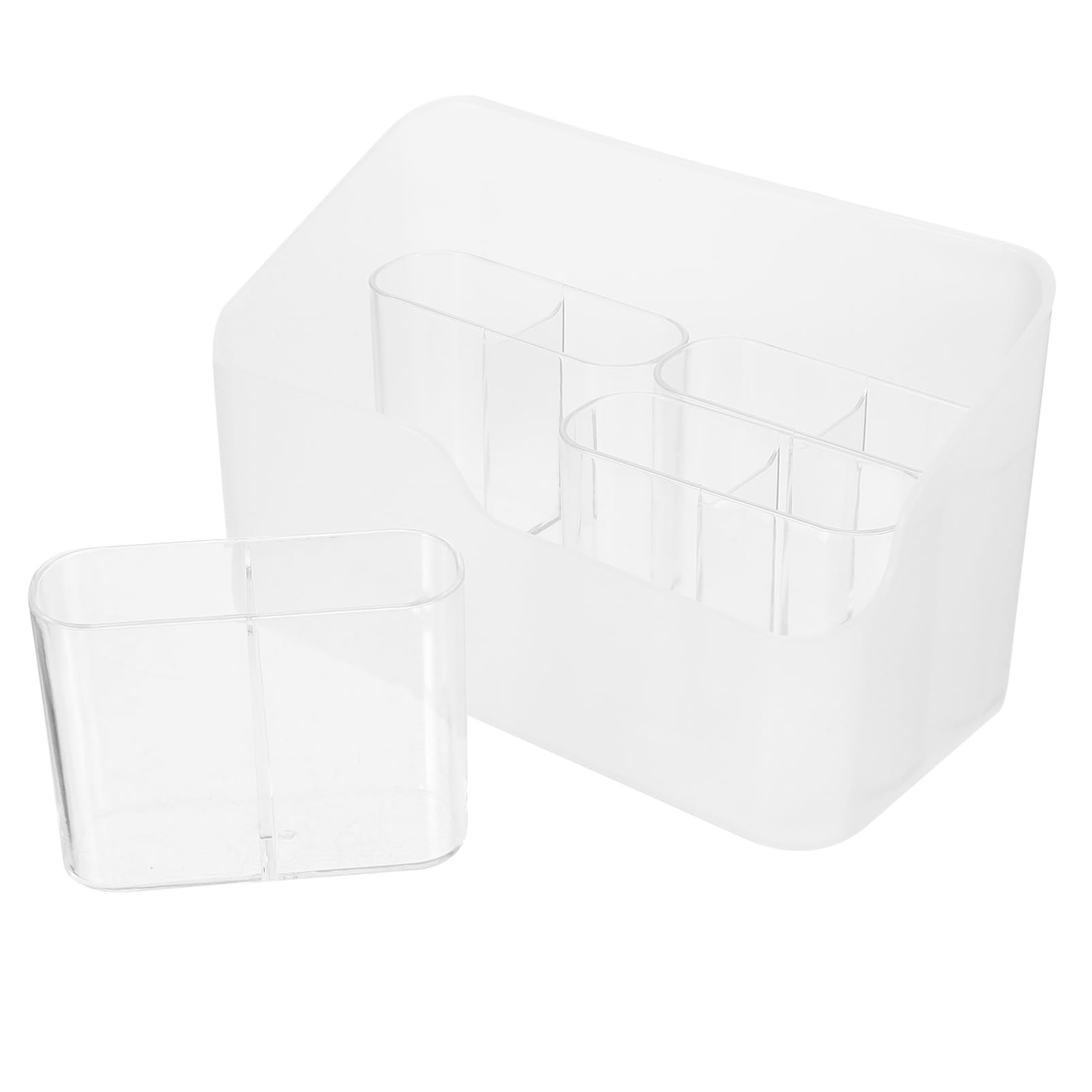3 Sätze Makeup Organizer mit Abnehmbaren Fächern Großer Kosmetik Aufbewahrungskoffer für Badezimmer Schminktisch Weißes Design für Make Up und Schreibwaren Platzsparend und