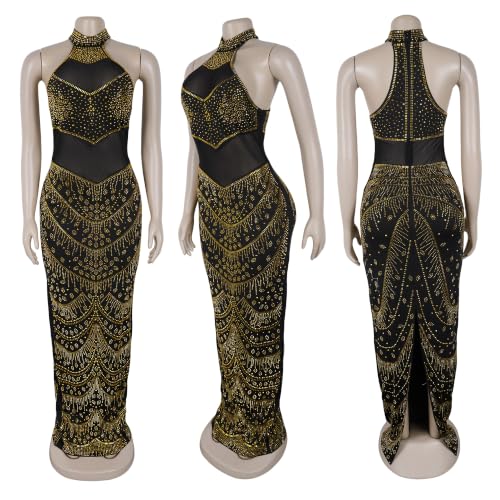 Image of Nagfar Women Rhinestone Sequin Birthday Party Sexy New Year Formal Dress