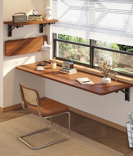 Wall-Mounted Folding Table – Space-Saving Folding Desk for Kitchen, Study, Bedroom, Bathroom, Balcony – Robust, Supports up to 60 kg, Versatile and Stylish Solution
