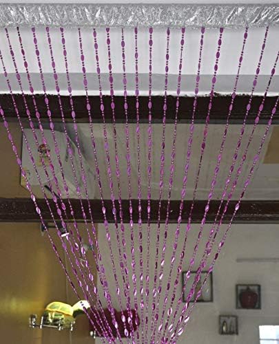 SC'S FABULOUS HOME Fancy Beads Strings Curtain (4 x 7ft, Purple)