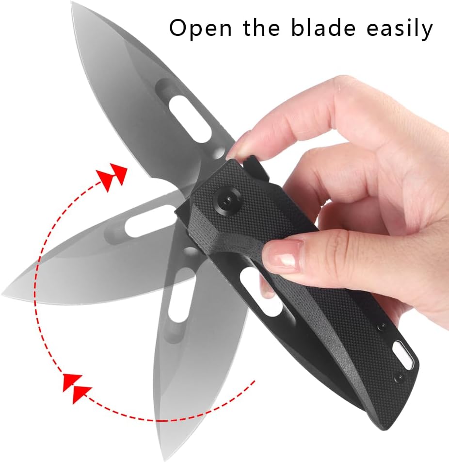 KEENSUN Pocket Folding Knife with Black G10 Handle and D2 blade–Tactical Knife,Hunting Knife,EDC Knife.Thumb stud Assisted Opening Knifes with Liner Lock and Pocket clip.Good for Camping, Hiking, Indoor and Outdoor Activities.