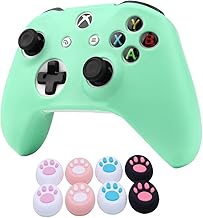 Pure Green Silicone Controller Skins for Xbox One with 8 Thumb Grips, Sweat-Proof Anti-Slip Controller Cover Skin Protector Compatible with Xbox One S/X Controller
