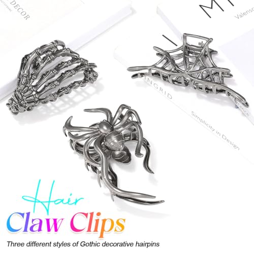 Pinzas Metalicas Goth para Halloween 3 piezas miniatura 2