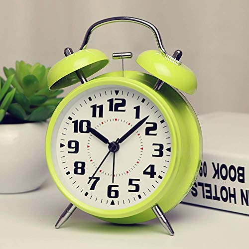 Wecker für Kinder Lernen 4 Zoll/Einfacher Wecker No Noise Creative-Analog-Quarz mit Nachthellgrün