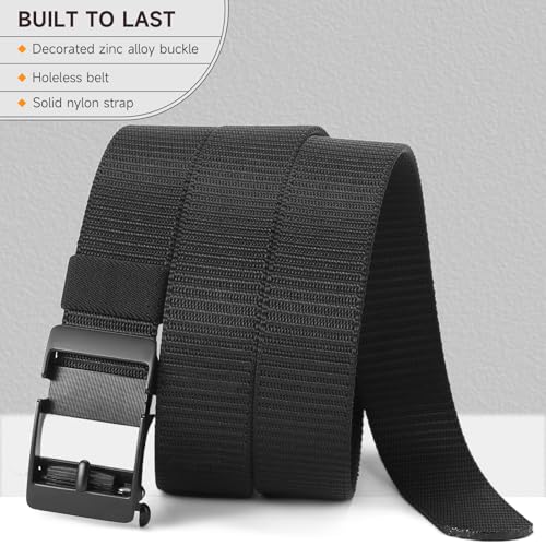 GOIACII Ratchet Tactical Gun Belt for Men Mens Golf Belt 1 3/8" Nylon Web Belt with Automatic Slide Buckle3