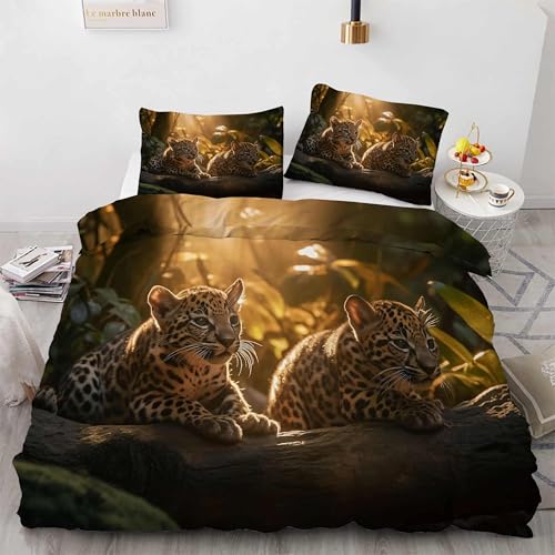 Housse de couette 200x200 jaguar imprimé animal haute définition en microfibre