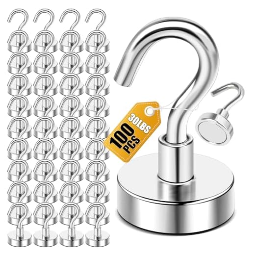 100 Pack Premium Magnetic Utility Hooks