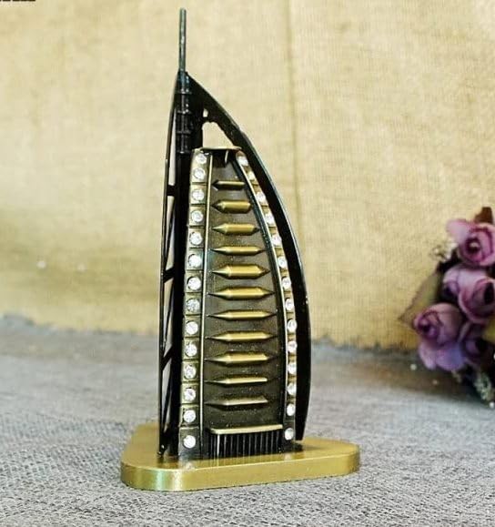 zahab Metal Burj Al Arab Dubai Hotel Desktop Decor Figurines Arab Tower Souvenir Metal Miniature Statue, 8 cm, 15 cm,Metallic