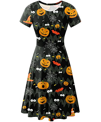 Robe tunique à manches courtes pour femme XX-Large motif citrouille d'Halloween