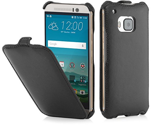 STILGUT Slim Hülle, Tasche Hülle kompatibel mit HTC One M9, schwarz glatt