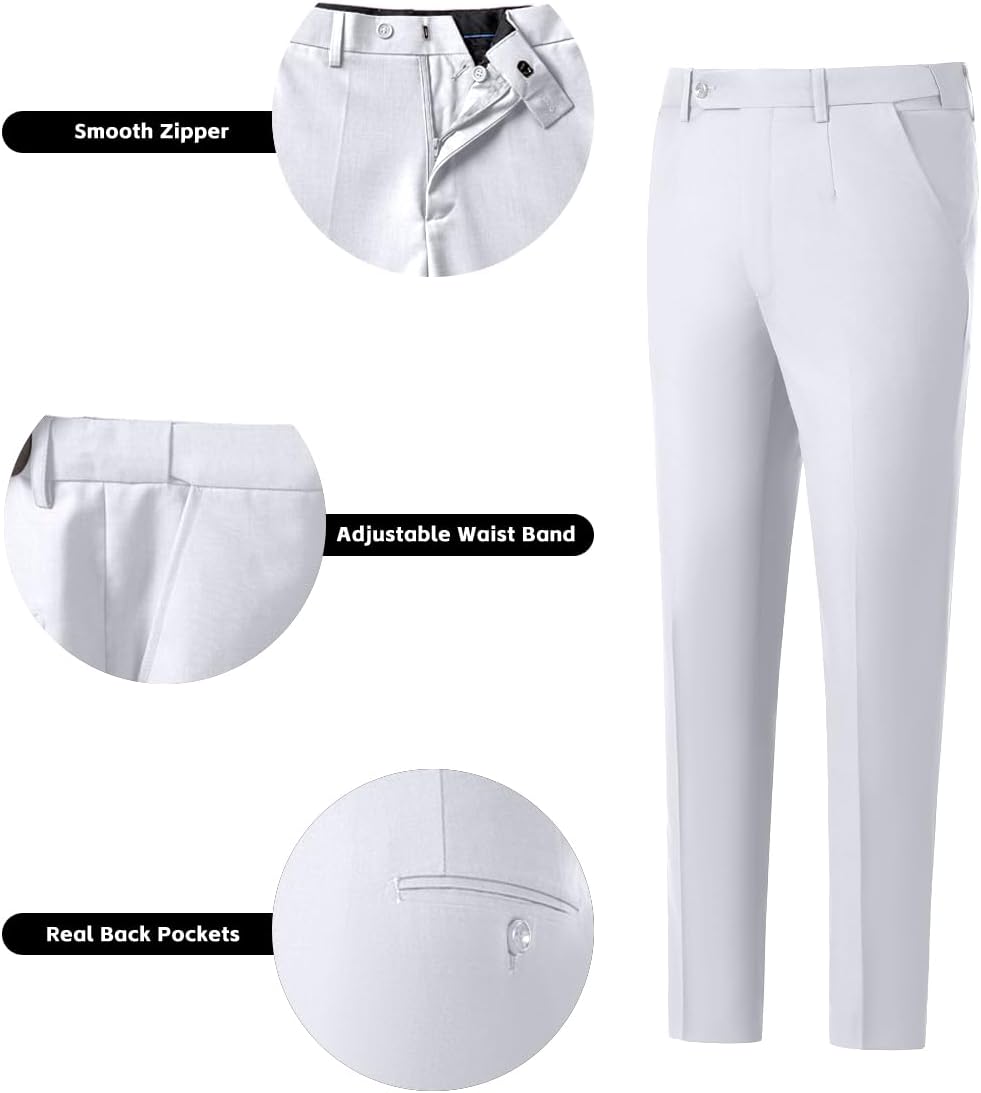 Mens 3 Piece Slim Fit Suit Set, Double Breasted Blazer Vest Pants Business Tuxedo Dress - Image 7