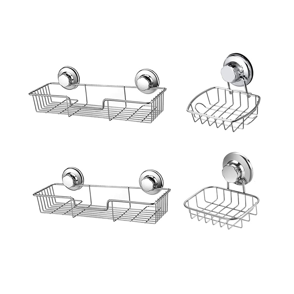 SANNO Vacuum Suction Cup Bathroom Soap Dish Holder Shower Caddy