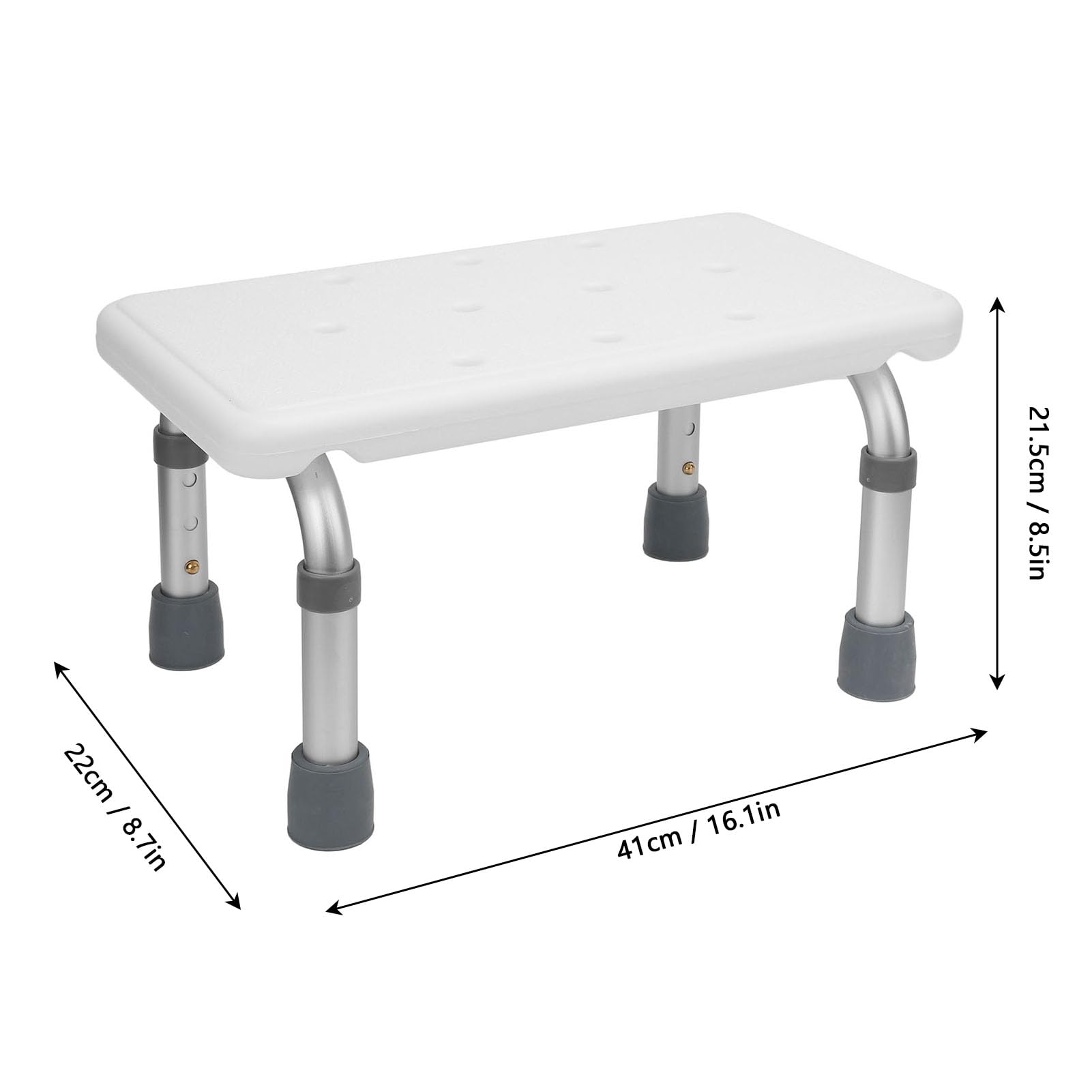 8,5-Zoll-Hocker mit Niedrigen Füßen, 3-Fach Höhenverstellbare Duschbank, Tragbarer Badezimmer-Tritthocker, Aluminium-Badestuhl für die Dusche, Waterpr001-Stuhl, Rutschfester