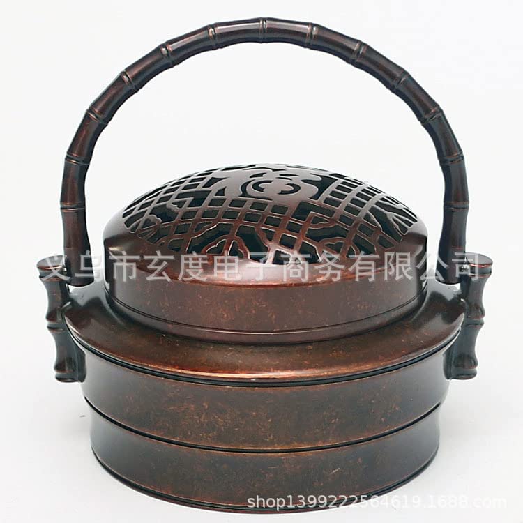 Amazon.com: 苏工仿古做旧全铜暖手炉中式古典竹节万字小手炉烧炭便携熏