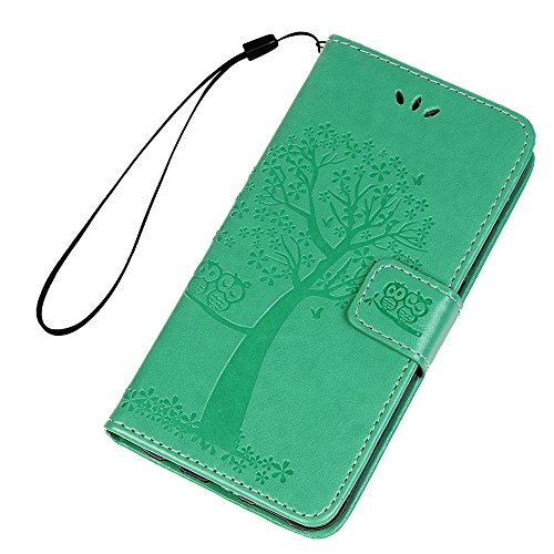 Samsung Galaxy A13 Case Flip, A13 5G Case Premium Wallet Phone Case Shockproof PU Leather Owl Tree Magnetic Cover for Samsung Galaxy A13 4G/5G Kickstand Card Holder & 1 Touch Pen Green
