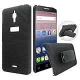 Alcatel PIXI 4 6.0 inches(3G) Case, Customerfirst - Heavy Duty Hybrid Armor Dual Layer Kickstand Belt Clip Holster Combo Rugged Case for Alcatel PIXI 4 6.0 inches(3G) + Free Keychain (Simple Black)