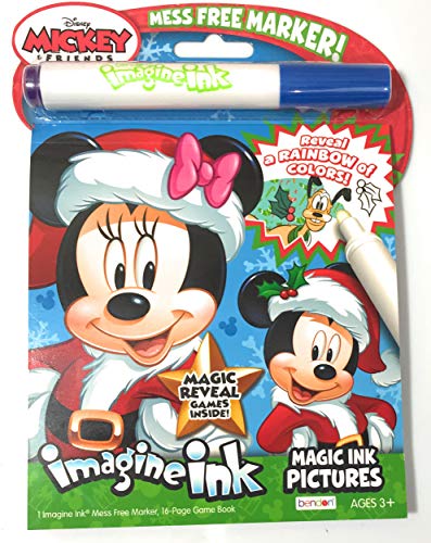Bendon Disney Mickey & Friends Christmas Imagine Ink Mess Free Magic Reveal Acitivy Book (16-Page Game Book Reveals a Rainbow of Colors)