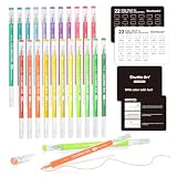 Shuttle Art Colored Pens, 22 Highlight Tone Colors Cute Journal Pens 0.6mm Fine Point Colored Gel Pens for Black Paper Adult Coloring Writing Drawing Journaling Note Taking School Office Home