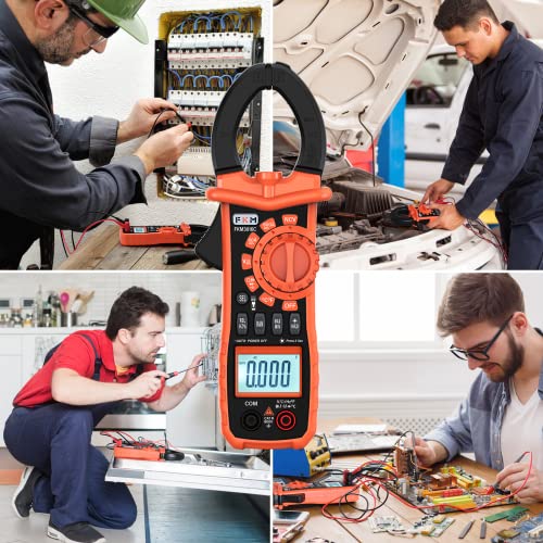 Clamp Multimeter Tester - 6000 Counts Fkm True Rms Voltmeter For Ac Current Ac/Dc Voltage Tester With Lighting System, Auto-Ranging Amp Frequency Resistance, Ncv Digital Clamp Meter #TOP6