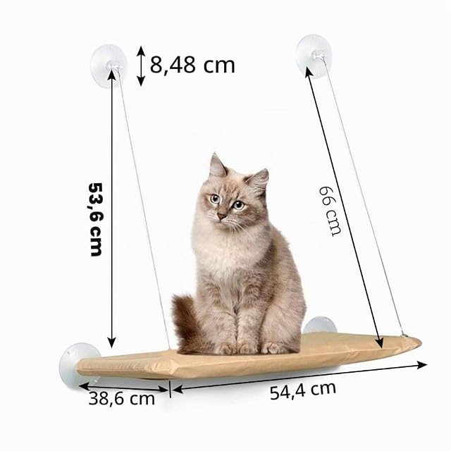 Foto 5 de 7 de Hamaca para Gato, diseño de Ahorro de Espacio, Percha para Ventana con ventosas Grandes, Cama de Gatito