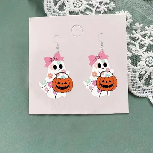 Peasimy Halloween Wooden Printed Ghost Earrings Cute Fun Spooky Pumpkin Candy Jar Reading Book Pencil Earrings for Women (1) Peasimy Halloween Wooden Printed Ghost Earrings Cute Fun Spooky Pumpkin Candy Jar Reading Book Pencil Earrings for Women (1) - Image 6