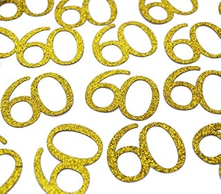 Happy 60th Birthday Confetti, 100 Pcs Glitter Gold Number 60 Table Confetti