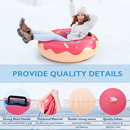 Bowinr Winter Snow Tube Thickened K80 Pvc Cold Resistant Material Inflatable Sled For Adults And Teens Donut Heavy Duty Sledding Tube With Reinforced Handle Giant Snow Toys For Winter Outdoor Fun #TOP2