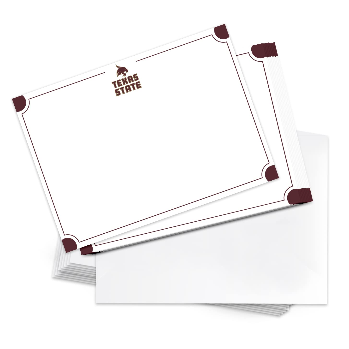 Desert Cactus Texas State University Notecards Stationery Cardstock TX State Bobcats 10 Pack Includes Envelopes Memo Party Thank You (Notecard 4a)