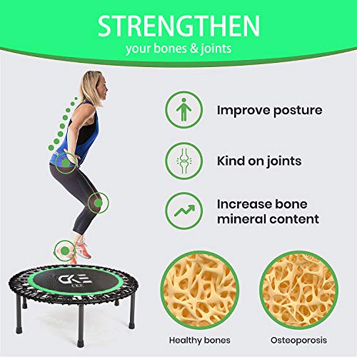 Cke Rebounders 40 Inch Mini Trampoline For Adults Kids, Foldable Mini Fitness Trampoline With Safety Anti-Skid Pads Stable Exercise Trampoline For Kids Men Women Indoor Outdoor Workout (Light Green) #TOP3